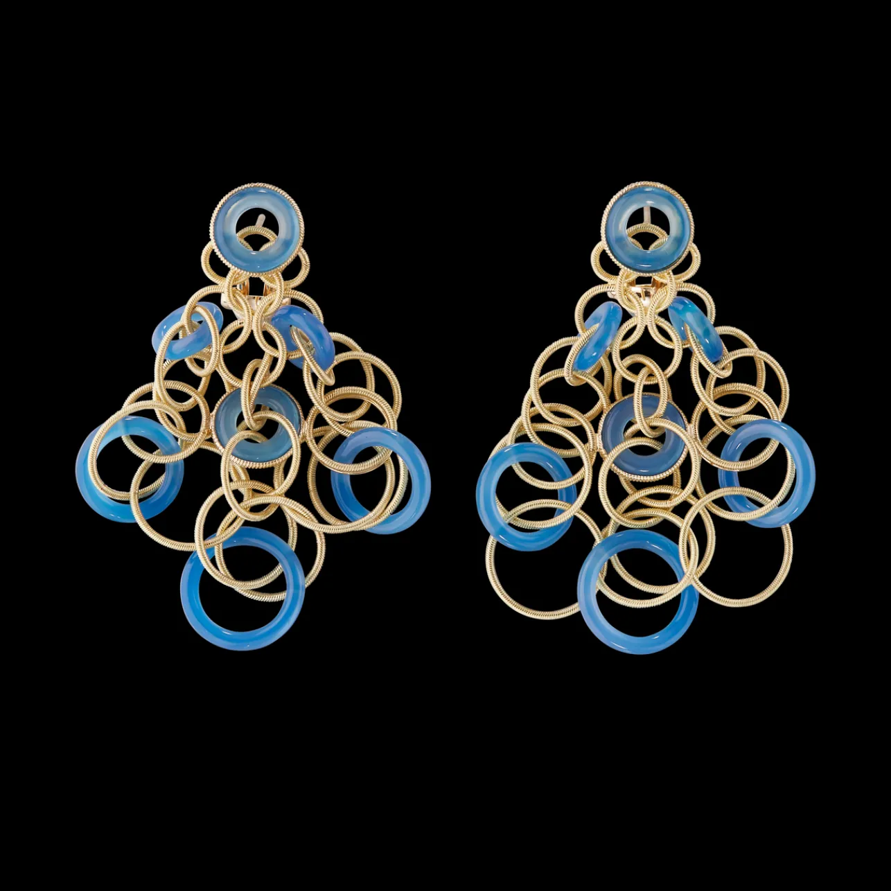 Buccellati HAWAII COLOR YELLOW GOLD EARRINGS WITH CALCEDONY