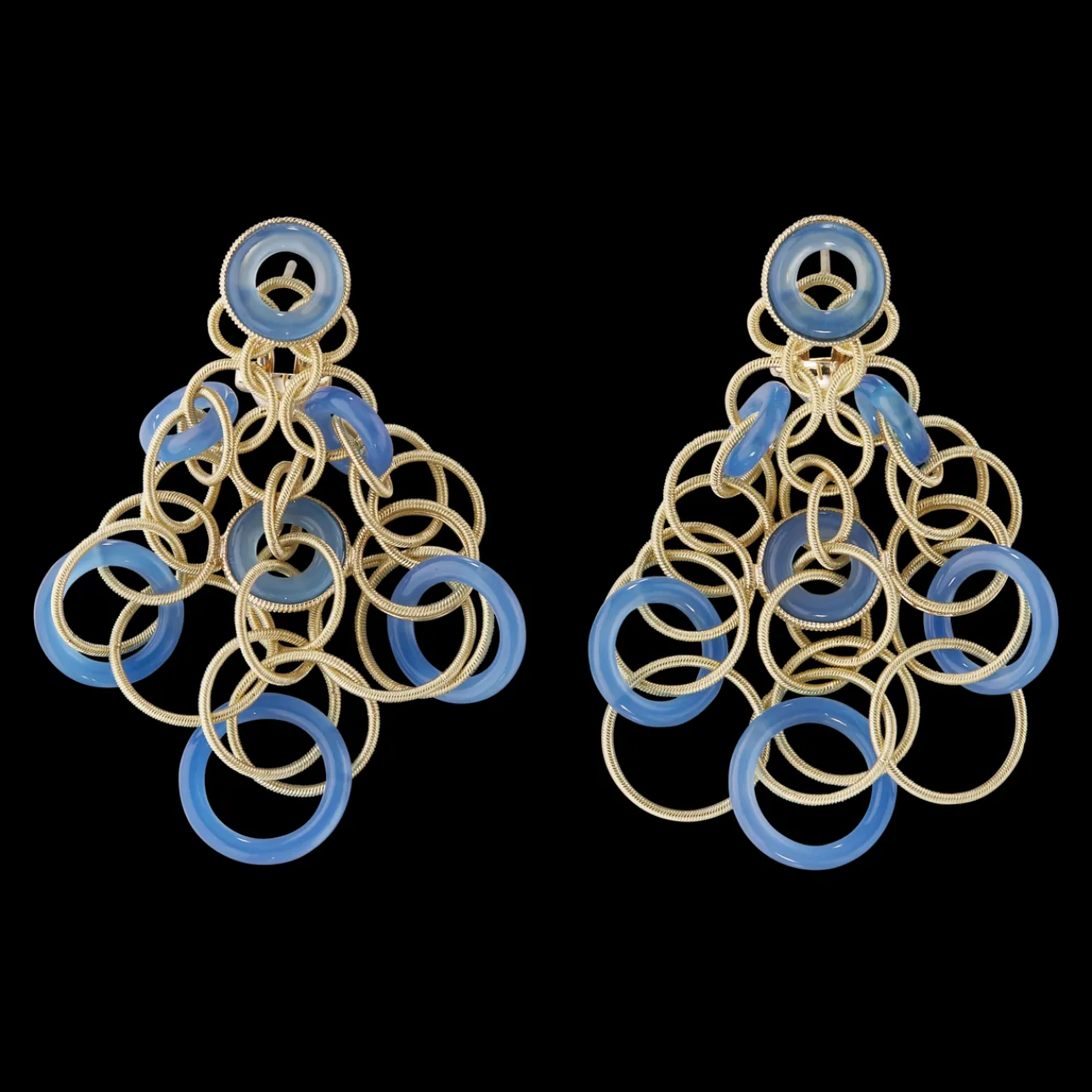 Buccellati HAWAII COLOR YELLOW GOLD EARRINGS WITH CALCEDONY