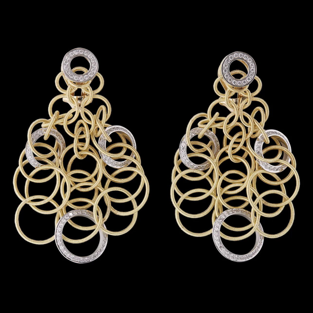 Buccellati HAWAII DIAMONDS EARRINGS IN YELLOW AND WHITE GOLD WITH DIAMONDS