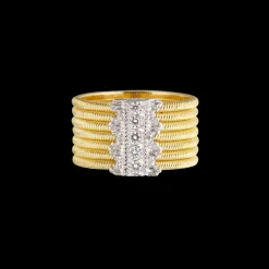 Buccellati HAWAII YELLOW AND WHITE GOLD SET RING WITH DIAMONDS