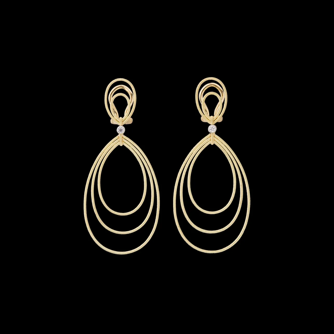 Buccellati HAWAII YELLOW AND WHITE GOLD HAND-TWISTED EARRINGS WITH DIAMONDS