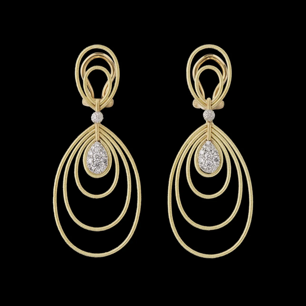 Buccellati HAWAII YELLOW AND WHITE GOLD EARRINGS WITH DIAMONDS