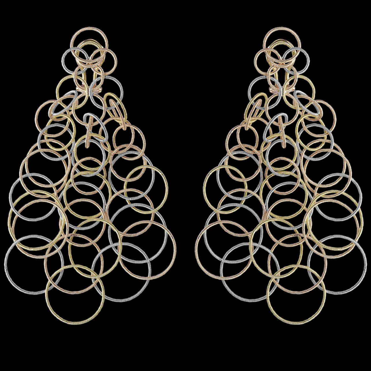 Buccellati HAWAII YELLOW WHITE AND PINK GOLD EARRINGS