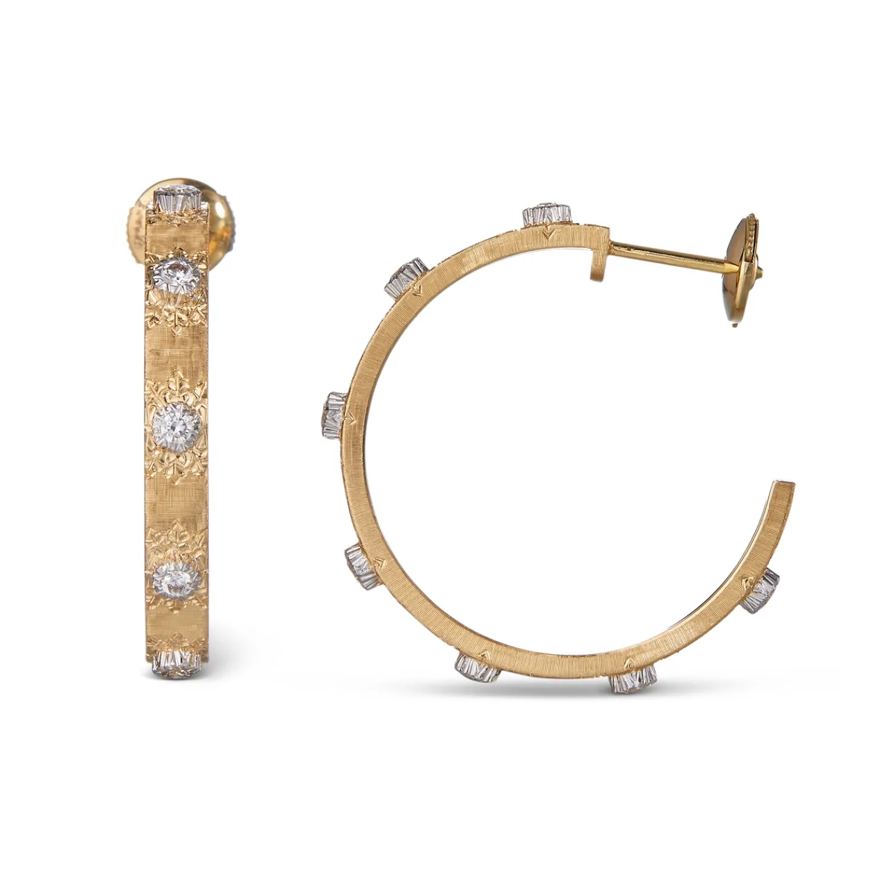 Buccellati MACRI CLASSICA EARRINGS IN YELLOW AND WHITE GOLD WITH DIAMONDS