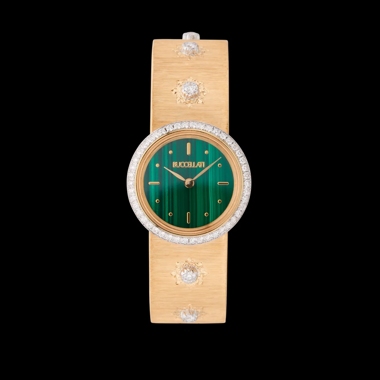 Buccellati MACRI CLASSICA LADIES DIAMS - GOLD WATCH IN YELLOW GOLD WITH DIAMONDS AND MALACHITE