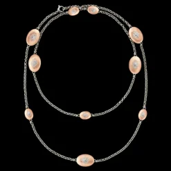 Buccellati MACRI CLASSICA PINK AND WHITE GOLD NECKLACE WITH ROUND DIAMONDS
