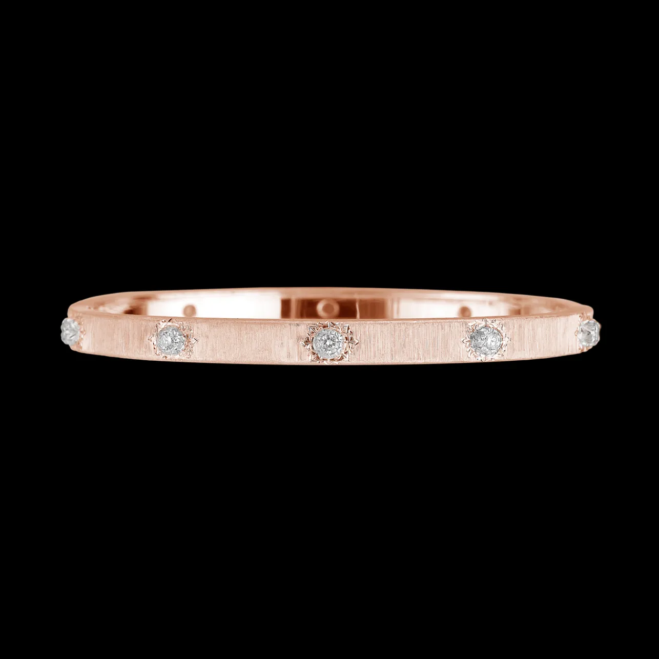 Buccellati MACRI CLASSICA PINK AND WHITE GOLD RIGATO BRACELET WITH DIAMONDS