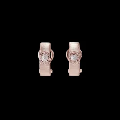 Buccellati MACRI CLASSICA PINK AND WHITE GOLD WAVY SURFACE EARRINGS WITH DIAMONDS