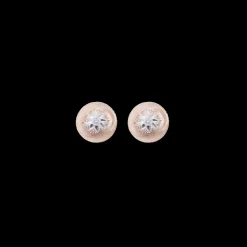 Buccellati MACRI CLASSICA PINK AND WHITE GOLD BUTTON EARRINGS WITH DIAMONDS