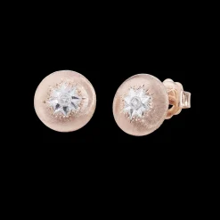 Buccellati MACRI CLASSICA PINK AND WHITE GOLD BUTTON EARRINGS WITH DIAMONDS