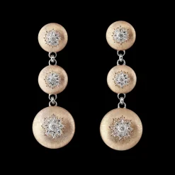 Buccellati MACRI CLASSICA PINK AND WHITE GOLD EARRINGS WITH ROUND DIAMONDS
