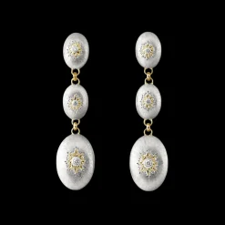 Buccellati MACRI CLASSICA WHITE AND YELLOW GOLD PENDANT EARRINGS WITH DIAMONDS