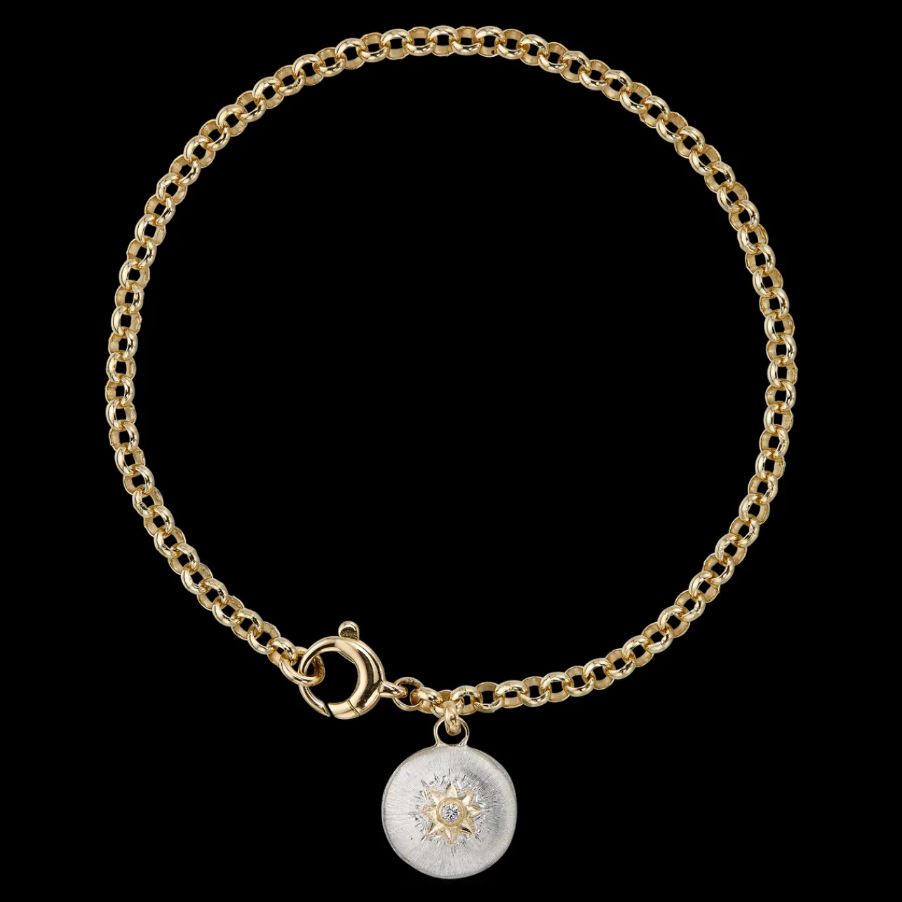 Buccellati MACRI CLASSICA WHITE AND YELLOW GOLD RIGATO BRACELET WITH DIAMONDS