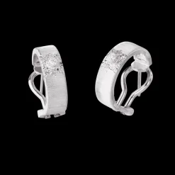 Buccellati MACRI CLASSICA WHITE GOLD WAVY SURFACE EARRINGS WITH DIAMONDS