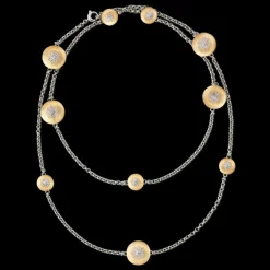 Buccellati MACRI CLASSICA YELLOW AND WHITE GOLD NECKLACE WITH ROUND DIAMONDS