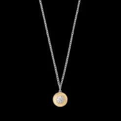 Buccellati MACRI CLASSICA YELLOW AND WHITE GOLD RIGATO PENDANT WITH DIAMONDS