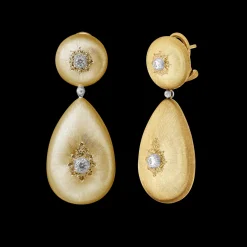 Buccellati MACRI CLASSICA YELLOW AND WHITE GOLD RIGATO EARRINGS WITH DIAMONDS