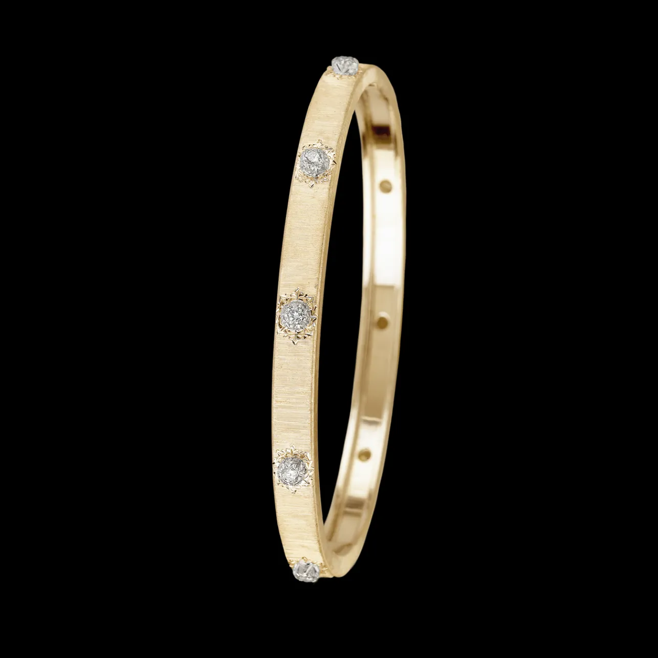 Buccellati MACRI CLASSICA YELLOW AND WHITE GOLD RIGATO BRACELET WITH DIAMONDS