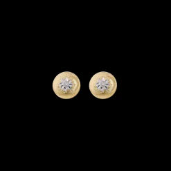 Buccellati MACRI CLASSICA YELLOW AND WHITE GOLD BUTTON EARRINGS WITH DIAMONDS