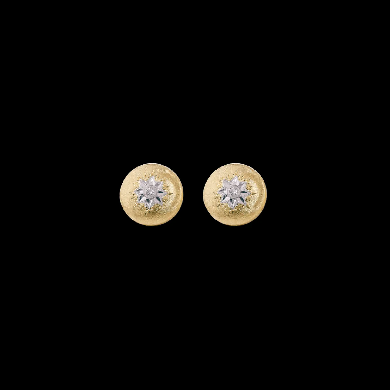 Buccellati MACRI CLASSICA YELLOW AND WHITE GOLD BUTTON EARRINGS WITH DIAMONDS