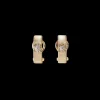 Buccellati MACRI CLASSICA YELLOW AND WHITE GOLD WAVY SURFACE EARRINGS WITH DIAMONDS