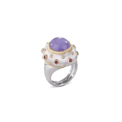 Buccellati MACRI COLOR WHITE AND YELLOW GOLD SET RING WITH JADE