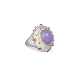 Buccellati MACRI COLOR WHITE AND YELLOW GOLD SET RING WITH JADE