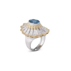 Buccellati MACRI COLOR WHITE AND YELLOW GOLD RING WITH FACETED ZIRCON