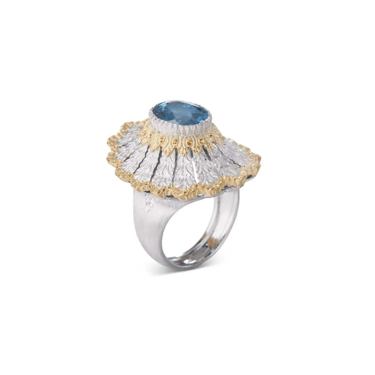 Buccellati MACRI COLOR WHITE AND YELLOW GOLD RING WITH FACETED ZIRCON