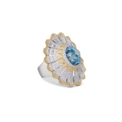 Buccellati MACRI COLOR WHITE AND YELLOW GOLD RING WITH FACETED ZIRCON