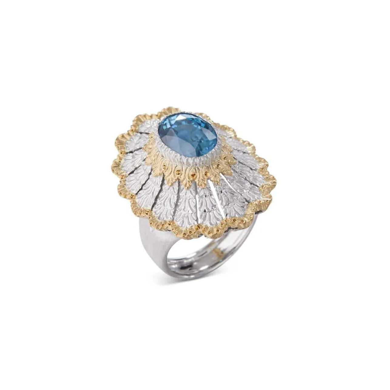 Buccellati MACRI COLOR WHITE AND YELLOW GOLD RING WITH FACETED ZIRCON