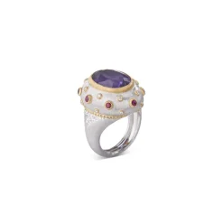 Buccellati MACRI COLOR WHITE AND YELLOW GOLD SET RING WITH AMETYST