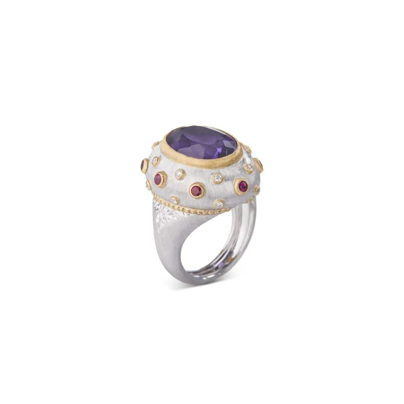 Buccellati MACRI COLOR WHITE AND YELLOW GOLD SET RING WITH AMETYST