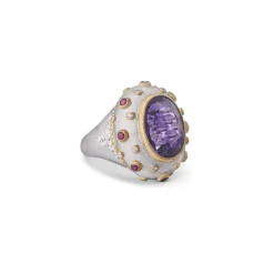 Buccellati MACRI COLOR WHITE AND YELLOW GOLD SET RING WITH AMETYST