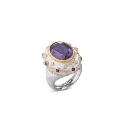 Buccellati MACRI COLOR WHITE AND YELLOW GOLD SET RING WITH AMETYST