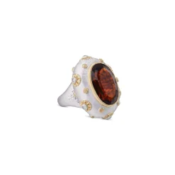 Buccellati MACRI COLOR WHITE AND YELLOW GOLD RING WITH CITRINE