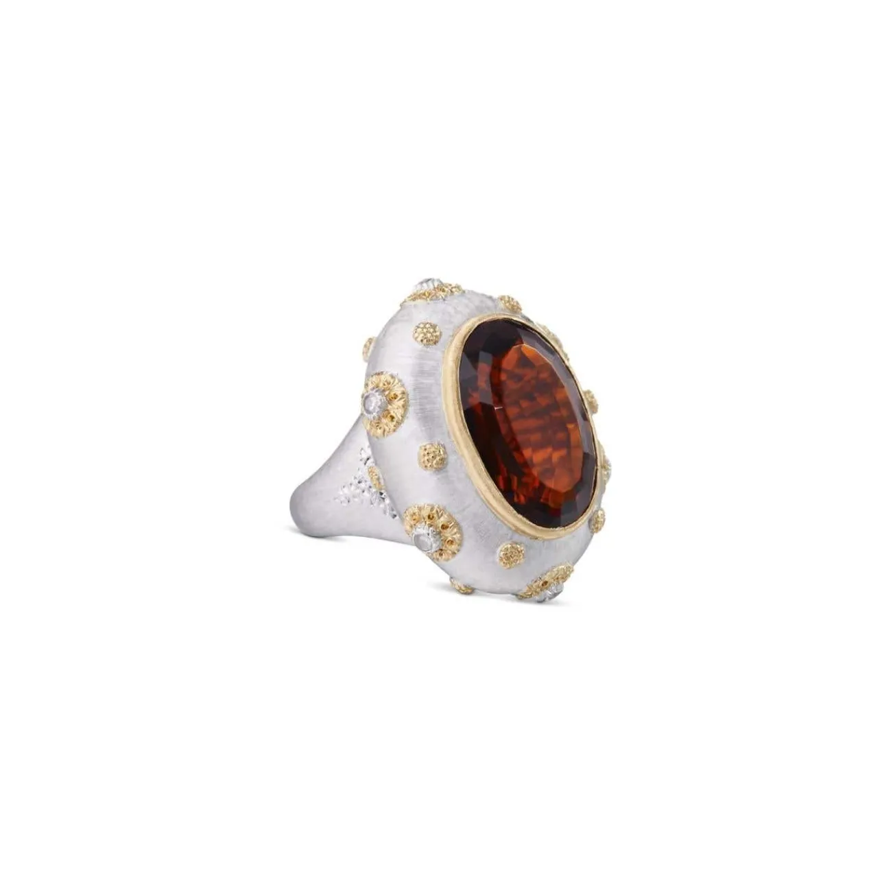 Buccellati MACRI COLOR WHITE AND YELLOW GOLD RING WITH CITRINE