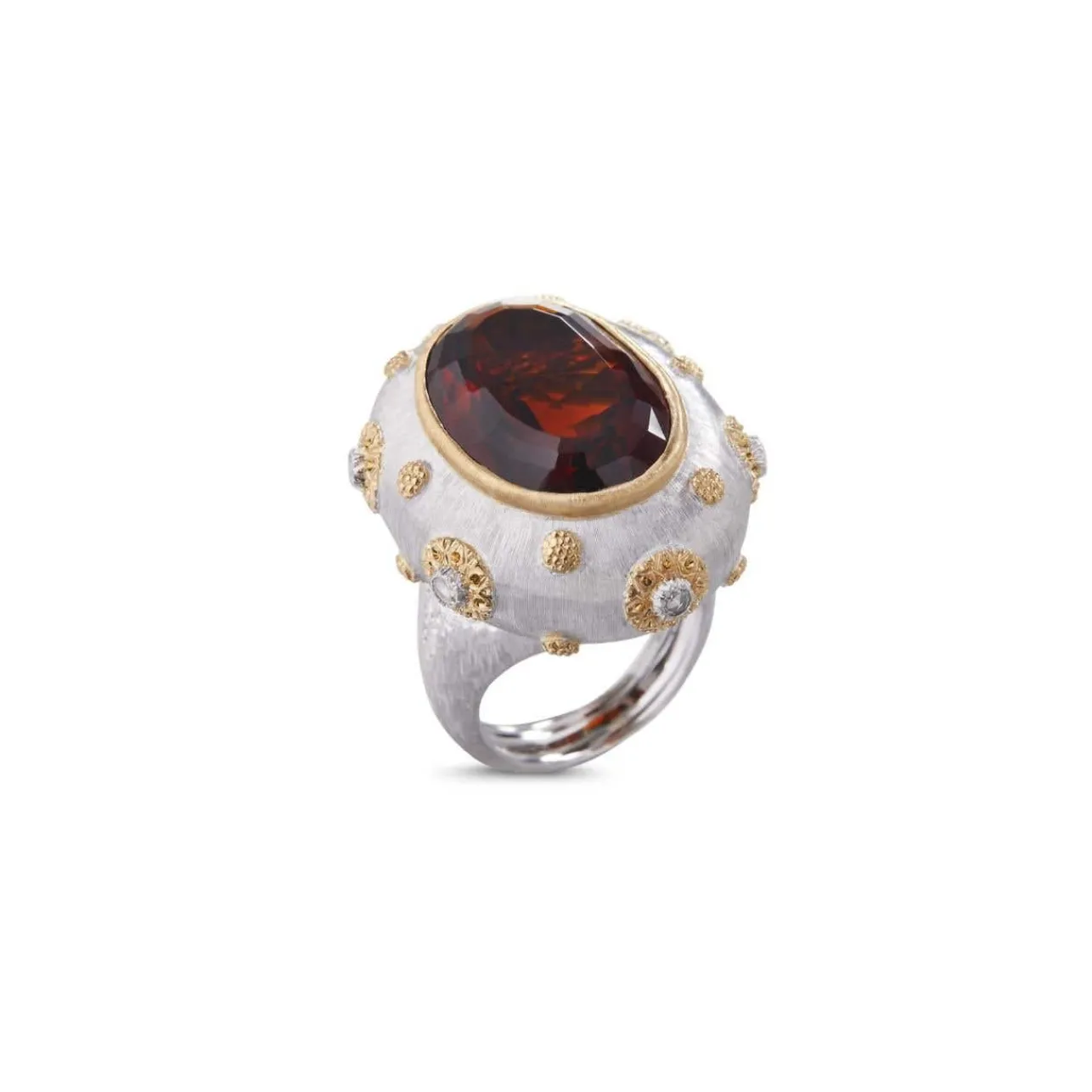 Buccellati MACRI COLOR WHITE AND YELLOW GOLD RING WITH CITRINE