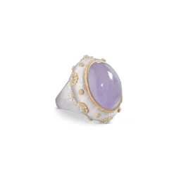 Buccellati MACRI COLOR WHITE AND YELLOW GOLD RING WITH JADE