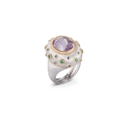 Buccellati MACRI COLOR WHITE AND YELLOW GOLD RING WITH KUNZITE