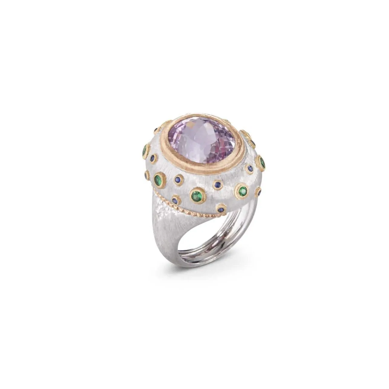 Buccellati MACRI COLOR WHITE AND YELLOW GOLD RING WITH KUNZITE