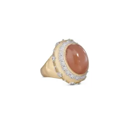 Buccellati MACRI COLOR YELLOW AND WHITE GOLD SET RING WITH MOONSTONE