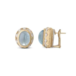 Buccellati MACRI COLOR YELLOW AND WHITE GOLD EARRINGS WITH AQUAMARINE