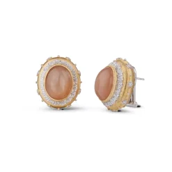 Buccellati MACRI COLOR YELLOW AND WHITE GOLD EARRINGS WITH MOONSTONE
