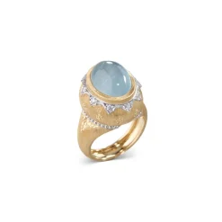 Buccellati MACRI COLOR YELLOW AND WHITE GOLD SET RING WITH AQUAMARINE