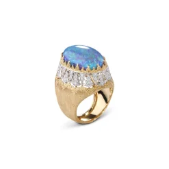 Buccellati MACRI COLOR YELLOW AND WHITE GOLD RING WITH OPAL