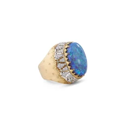 Buccellati MACRI COLOR YELLOW AND WHITE GOLD RING WITH OPAL