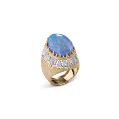 Buccellati MACRI COLOR YELLOW AND WHITE GOLD RING WITH OPAL