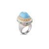 Buccellati MACRI COLOR YELLOW AND WHITE GOLD RING WITH TURQUOISE