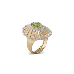Buccellati MACRI COLOR YELLOW AND WHITE GOLD RING WITH PERIDOT